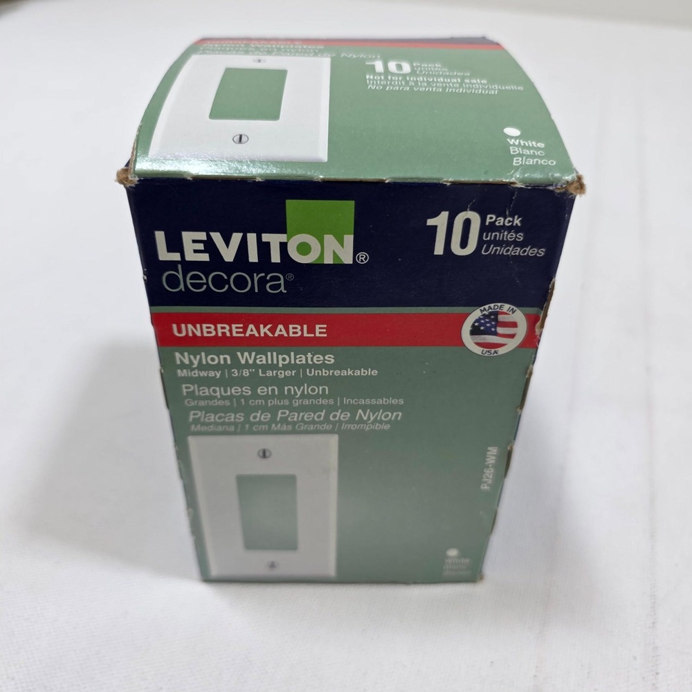 Leviton Decora Wallplates 10 Pack White Midway Nylon Unbreakable PJ26-WM